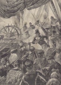 Laivaannousu (litho) tekijältä William Heysham Overend