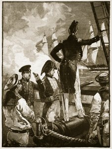 Kapteeni Walpole sieppaamassa Duke of Saldanhan laivoja, kuvitus 