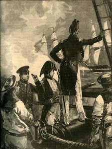 Kapteeni William Walpole sieppaamassa Duke of Saldanhasin laivoja, Liberal Wars, 1829 c1890. tekijältä William Heysham Overend