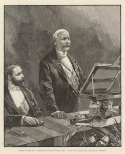 Royal Geographical Societyn kokous maanantaina 5. toukokuuta Royal Albert Hallissa, herra Stanley puhuu