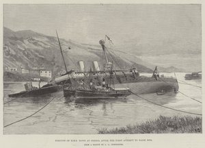 HMS Howen sijainti Ferrolissa ensimmäisen nostoyrityksen jälkeen.