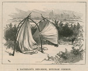 Luonnoksia mustalaisten elämästä; poikamiehen makuuhuone, Mitcham Common