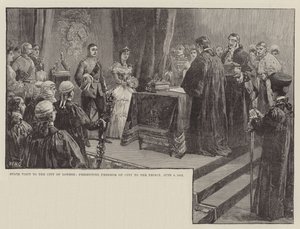 Valtiovierailu Lontoon Cityyn, jossa esiteltiin Freedom of City prinssille, 8. kesäkuuta 1863
