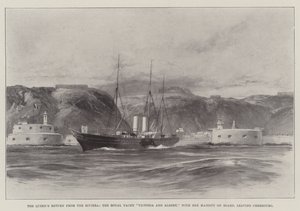 Kuningattaren paluu Rivieralta, Royal Yacht Victoria and Albert, Hänen Majesteettinsa kyydissä, lähtemässä Cherbourgista