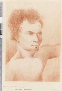 Sivu 24a Otago, Amsterdamin saaren päällikkö, 1768-75 (punainen ja valkoinen liitu) tekijältä William Hodges