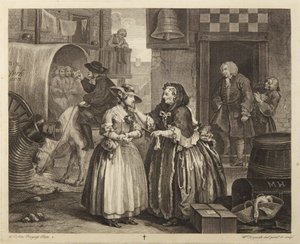 Porton vaiheita, kuvalaatta 1 tekijältä William Hogarth