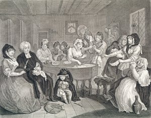 Porton edistyminen, levy kuusi: hautajaiset, etsaus ja kaiverrus) tekijältä William Hogarth