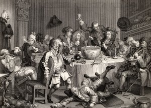 Midnight Modern Conversation, The Works of William Hogarth, julkaistu 1833 tekijältä William Hogarth