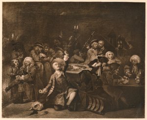 Rakes Progress - 6: Pelitalo, 1733. tekijältä William Hogarth