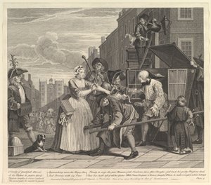 A Rakes Progress, levy 4, 25. kesäkuuta 1735. tekijältä William Hogarth