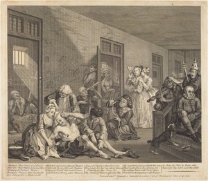 Elostelijan tie: taulu 8 tekijältä William Hogarth