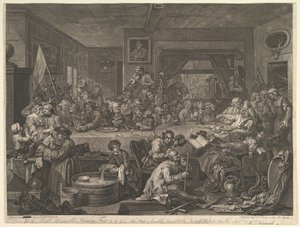 An Election Entertainment, levy I: Four Prints of an Ection, 24. helmikuuta 1755. tekijältä William Hogarth