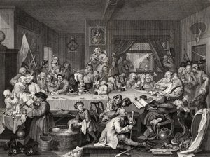 Election Entertainment, kaiverrettu T.E. Nicholson, The Works of William Hogarth, julkaistiin 1833 tekijältä William Hogarth