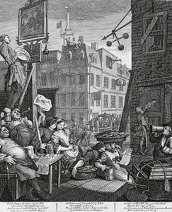Beer Street, Lontoo, kaiverrus William Hogarth (1697-1764), Iso-Britannia tekijältä William Hogarth