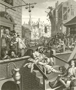 Beer Street ja Gin Lane tekijältä William Hogarth