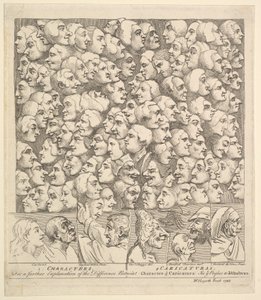 Hahmot ja karikatuurit, huhtikuu 1743. tekijältä William Hogarth