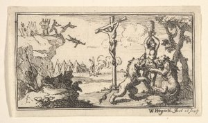 Ristiinnaulitseminen jne. John Beaver, Roman Military Punishments, 1725, vuoden 1725 jälkeen. tekijältä William Hogarth