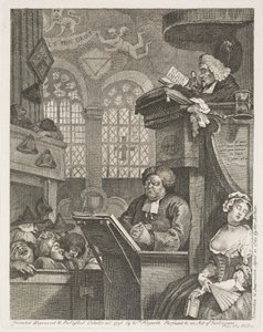 Nukkuvat kirkkokävijät tekijältä William Hogarth