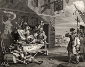 Englanti, kaiverrettu Thomas Phillibrown, teoksesta "The Works of William Hogarth", julkaistu 1833 tekijältä William Hogarth