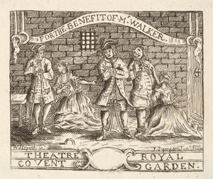 Herra Walkerin hyväksi, Theatre Royal, Covent Garden, pub. 1822 tekijältä William Hogarth