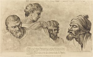 Neljä päätä Raphael Cartoonsista Hampton Courtissa tekijältä William Hogarth