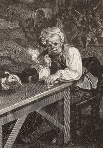 Neljä vaalipainosta / Die Parlamentswahlen. Arkki 2: Äänten keruu / Stimmenfang (yksityiskohta, katso myös kuvan numero 51281). 1757 tekijältä William Hogarth