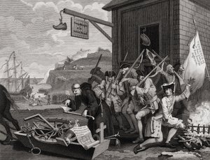 Ranska, kaiverrus C. Armstrong, teoksesta "The Works of Hogarth", julkaistu 1833 tekijältä William Hogarth