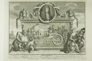 Etukuva, levy yksi Hudibras-romaanista. tekijältä William Hogarth