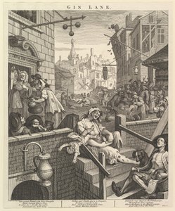 Gin Lane, 1. helmikuuta 1751. tekijältä William Hogarth