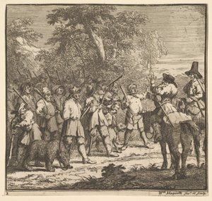 Hudibras First Adventure Seitsemäntoista pientä kuvitusta Samuel Butlersille Hudibras, n..., 1721-26. tekijältä William Hogarth