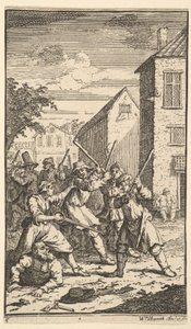 Hudibras voitti Trulla Seventeen Small Illustrations for Samuel Butlers Hudibr..., 1721-26. tekijältä William Hogarth
