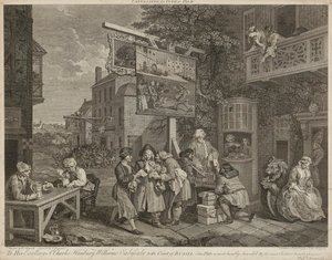 Huumoria vaaleista (neljän setti) (kaiverrus) tekijältä William Hogarth