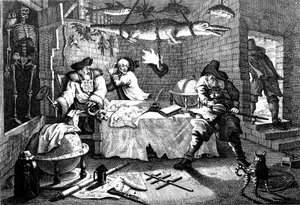 Kuvitus Samuel Butlerin runosta Hudibras, 1726. tekijältä William Hogarth