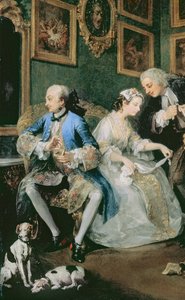 Marriage a la Mode: I - The Marriage Settlement, n. 1743 öljy kankaalle yksityiskohta numerosta 62692 tekijältä William Hogarth