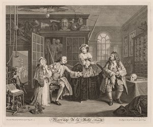 Avioliitto à la Mode: Kohtaus Quackin kanssa tekijältä William Hogarth