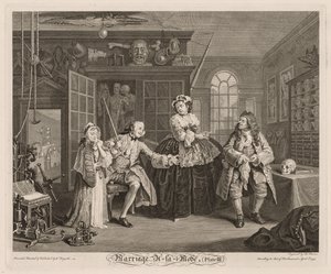 Avioliitto à la Mode: Kohtaus Quackin kanssa tekijältä William Hogarth