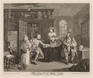 Avioliitto à la Mode: Kohtaus Quackin kanssa, 1745. tekijältä William Hogarth