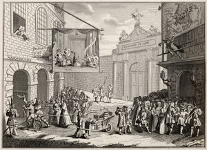 Masquerades and Operas, Burlington Gate, teoksesta The Works of Hogarth, julkaistu 1833 tekijältä William Hogarth