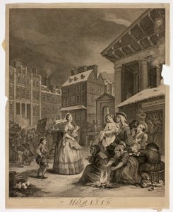 Huomenta, yksi levy The Four Times of the Daysta tekijältä William Hogarth