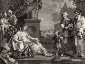 Mooses ennen faraon tytärtä, teoksesta The Works of William Hogarth, julkaistu 1833 tekijältä William Hogarth
