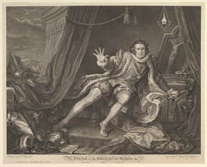 Herra Garrick Richard III:n hahmossa, 20. kesäkuuta 1746. tekijältä William Hogarth
