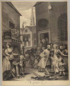 Keskipäivä, laatta 2 sarjasta Neljä vuorokaudenaikaa tekijältä William Hogarth