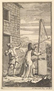 Sidrophel tutkimassa leijaa kaukoputkensa kautta Seitsemäntoista pientä kuvitusta S..., 1721-26. tekijältä William Hogarth