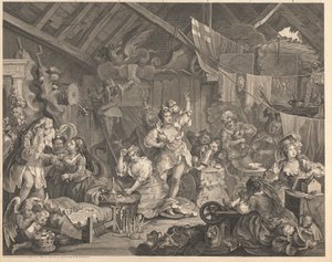 Atrizes que passeavam se vestindo em um Barnfinnish tekijältä William Hogarth