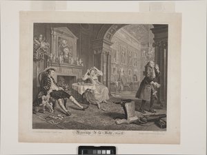 Aamiaiskohtaus: Avioliitto À La Mode, levy 2 (echting ja kaiverrus) tekijältä William Hogarth