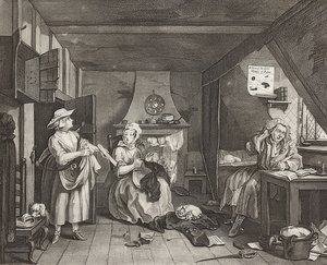 Ahdistunut runoilija. 1736/40 tekijältä William Hogarth