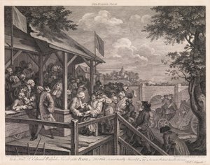 Vaalit, laatta 3: "Äänestys" tekijältä William Hogarth