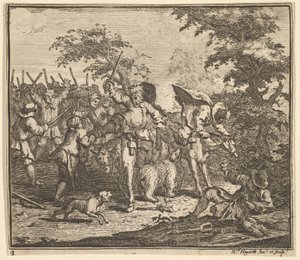 Kohtaaminen Talgolin ja Magnanon kanssa Seitsemäntoista pientä kuvitusta Samuel Butlerille..., 1721-26. tekijältä William Hogarth