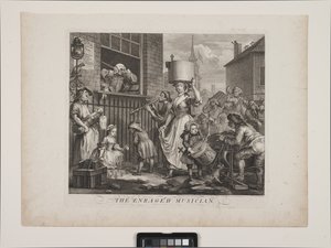 Raivostunut muusikko (etsaus ja kaiverrus) tekijältä William Hogarth