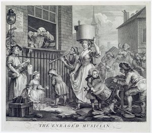 Raivostunut muusikko, 1741 tekijältä William Hogarth